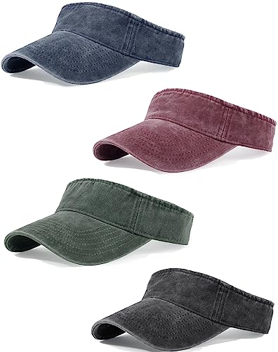 3 Pack Sun Visors for Women Men Cooling Lightweight Sports Sun Hats Adjustable Twill Cotton Run Visor - color: Blue+wine Red+army Green+black, size: One Size