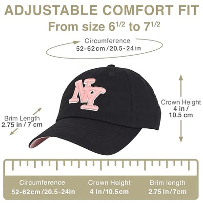 NY 3D Embroidered Dad Hat - New York Baseball Cap - color: Black Pink