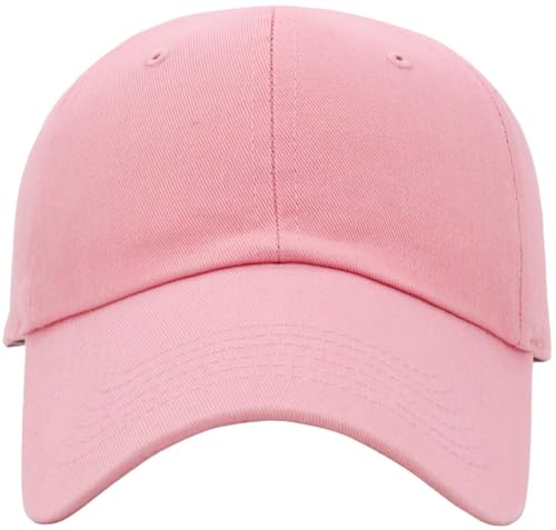 KBETHOS Classic Unisex Cotton Adjustable Low Crown Baseball Cap – Plain Dad Hat - color: Pink (1 Pack)
