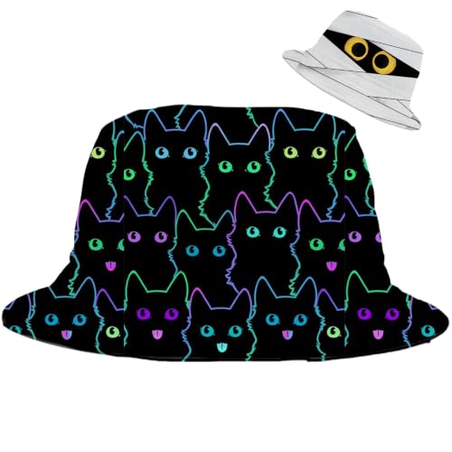 Bucket Hat for Men Women Funny Holiday Fishing Hat Cute Fisherman Cap - color: Ws-black Cat