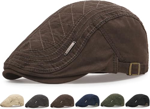 Initlove Mens Newsboy Cap Cotton Ivy Hat Beret Hats for Driving - color: A Coffee