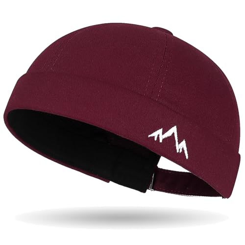 Outdoor Brimless Hat for Men Women, Adjustable Rolled Cuff Skull Cap - color: 2#burgundy