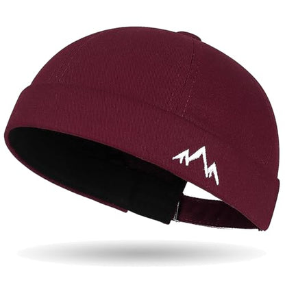 Outdoor Brimless Hat for Men Women, Adjustable Rolled Cuff Skull Cap - color: 2#burgundy