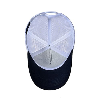 American Flag Trucker Hat - Snapback Hat, Baseball Cap for Men Women - Breathable Mesh Side, Adjustable Fit - for Casual Wear - color: Navy/White