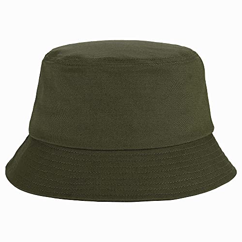 Unisex Cotton Packable Bucket Hat Sun Hat Plain Colors for Men Women - color: Dark Green