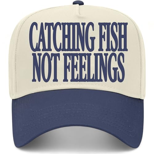Catching Fish Not Feelings Hat - color: Navy/Natural