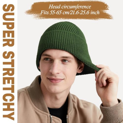 OZERO Winter Beanies Hats Men: Beanie with Ear Flaps - color: Army Green