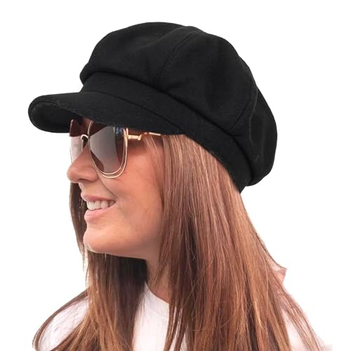 Women Fashion-Newsboy-Cap Baker-Boy-Hat Fall Winter Beret Hats for Ladies - color: Black12