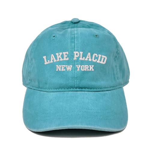 Lake Placid New York Embroidered Cotton Baseball Cap hat - color: Aqua