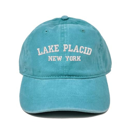 Lake Placid New York Embroidered Cotton Baseball Cap hat - color: Aqua