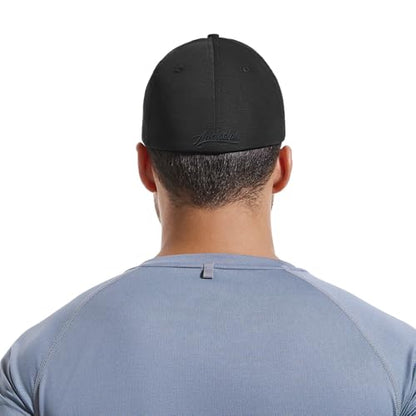 Men's Stretch Full Closed Baseball Caps Letter Embroidery Fitted Cap 6 Panels Structured Elastic Closed Back Hat K155 - color: Black-l