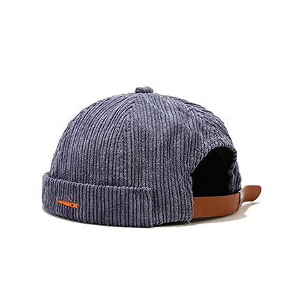 Stylish Corduroy No Brim Harbour Skull Cap with Strap - color: 60-blue