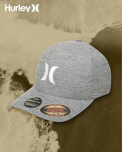 Hurley Mens Baseball Cap, H2O-Dri Stretch Fitted Hat with Curved Bill - color: Dark Smoke Grey, size: Large-X-Large