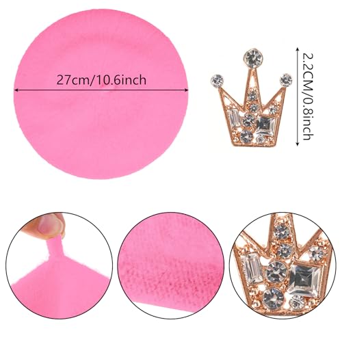 choyaxo 3pcs French Beret Hat Set Costume Accessories Set Including Beret Hat Scarf Crown Pin for Women French Themed Party - style: Vivid Style