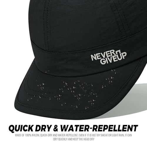 Clakllie Quick Dry Short Brim Cap for Men Lightweight 6 Panel Baseball Cap Golf Dad Hats Women's Running Trucker Hat - color: Cdus-bssq2505-black