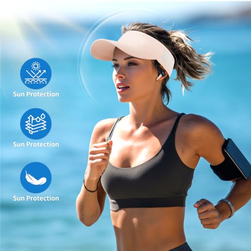 HH HOFNEN Sports Sun Visor Unisex Cooling Cap Lightweight Stretchy Packable - color: #1 Pink