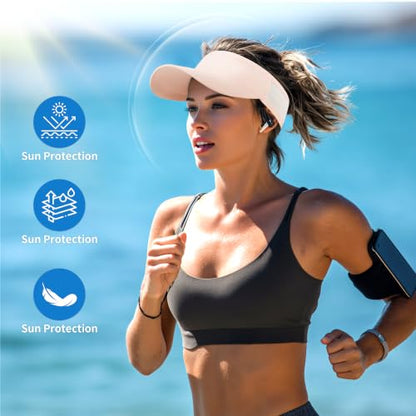 HH HOFNEN Sports Sun Visor Unisex Cooling Cap Lightweight Stretchy Packable - color: #1 Pink