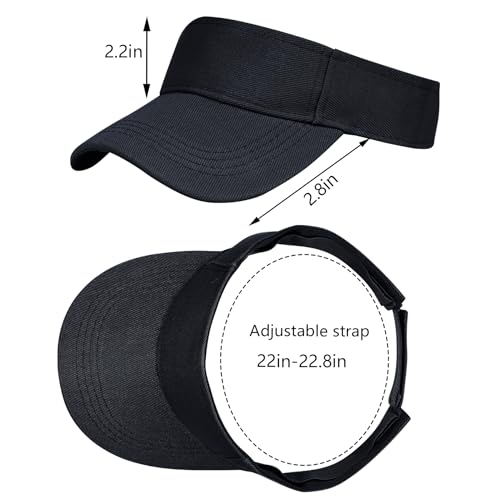 Rbenxia 2 Pieces of Adjustable Sport Visors Sun Visor Hats Cap Visors for Women and Men - color: Black