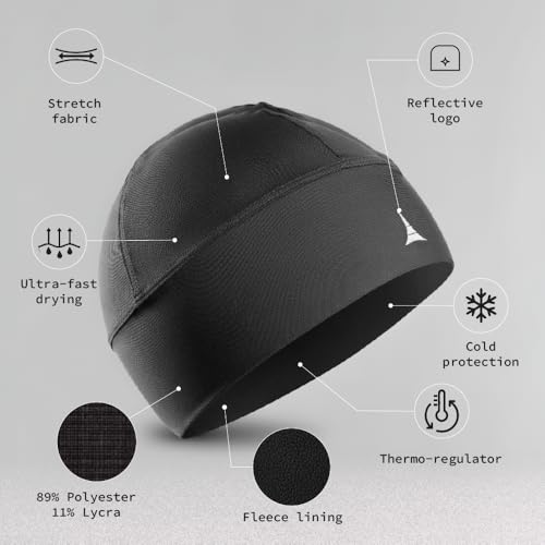 Skull Cap Helmet Liner Running Beanie - Ultimate Thermal Retention and Performance Moisture Wicking. Fits Under Helmets - color: Gray