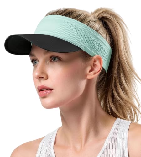 Foldable Running Sun Visor Hat,Stretch Headband Breathable Sports Visor - color: Blue