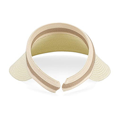 Women Summer Sun Hat Lady's Portable Beach Visor Bowknot Straw Hat - color: White4