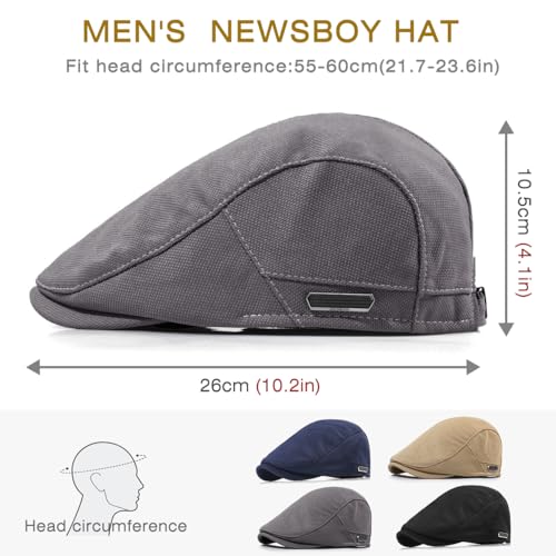 Newsboy Hats for Men Flat Cap Adjustable Irish Cabbie Ivy Driving Hunting Hat - color: Gray