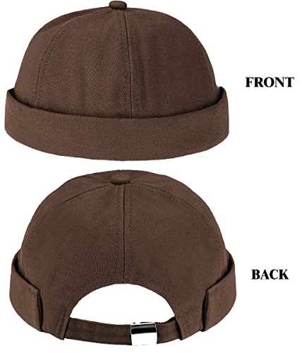 Glamorstar Dome Brimless Hats for Women Men Sailor Docker Beanie Cap Hip Hop Hats - color: Coffee