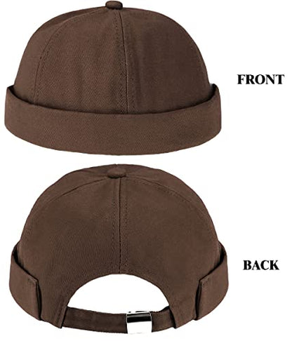 Glamorstar Dome Brimless Hats for Women Men Sailor Docker Beanie Cap Hip Hop Hats - color: Coffee