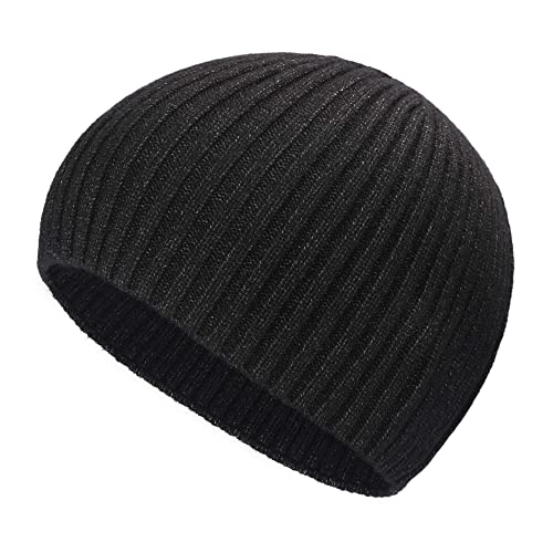ZLYC Men Winter Knit Fisherman Beanie Hat Fashion Warm Daily Skull Cap - color: Solid Charcoal