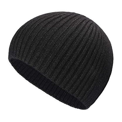 ZLYC Men Winter Knit Fisherman Beanie Hat Fashion Warm Daily Skull Cap - color: Solid Charcoal