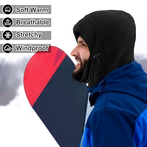 Frienda 2 Pcs Balaclava Ski Mask Windproof Warmer Fleece Adjustable Winter Mask Face Cover for Men Women - color: Black,red