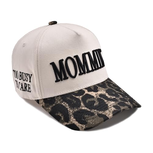 Mommin Trucker Hat for Women Embroidered Mom Baseball Cap Adjustable Canvas Vintage Hat for Casual Wear - color: Leopard