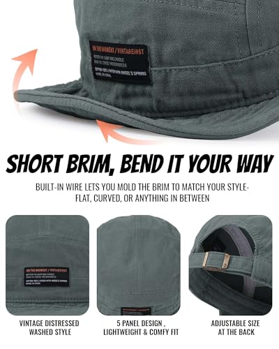 Croogo Short Brim Baseball Cap 5 Panel Flat Brim Hat for Men Street Style - color: Dy09-gray