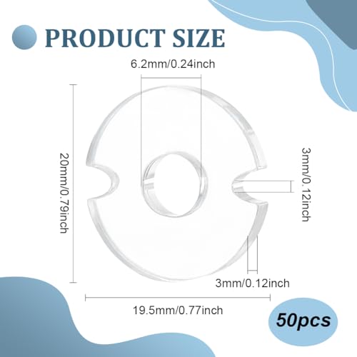 BENECREAT 50PCS Acrylic Hat Pom Pom Removable Button, Flat Round Pom Pom Base, Pom Pom Hat Holder for Fixing the Pom Pom in Place, Handmade Button, Hole; 6.2 mm - size: 20x19.5x3mm