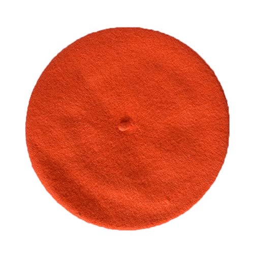 Kids Girls Boys Solid Color Classic French Style Beret Beanie Hat - color: Orange