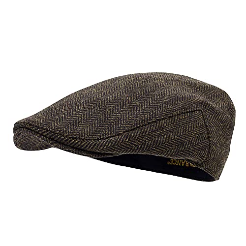 STARANCE Men Wool Blend Newsboy Cap Flat Hat - color: Herringbone Coffee, size: 7 1/4