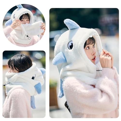 Ski Helmet Cover,Cute Shark Hood Ski Mask,for Women Men Riding Skiing Climbing - color: White