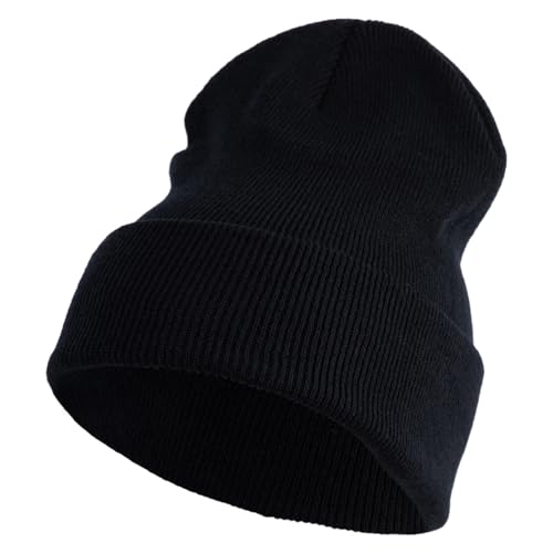 e4Hats.com 12 inch Cuffed Knit Long Beanie - color: Black