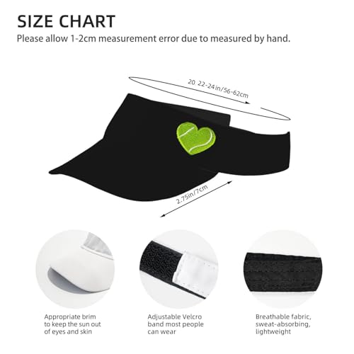 Embroidered Pickleball Visor Men Women,Gifts for Pickleball Lovers - color: Black, style: Tennis Heart