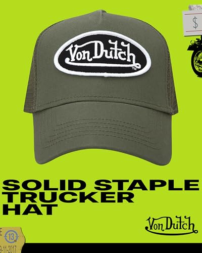 Von Dutch Unisex Trucker Hat - Retro Classic Solid Color Mesh Back Snapback Baseball Cap for Men & Women. - color: Sequoia