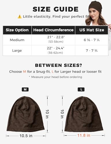ROYBENS Lightweight 100% Cotton Slouchy Summer Beanie Men Women, Chemo Cap - color: 1pc Dark Coffee, size: Medium