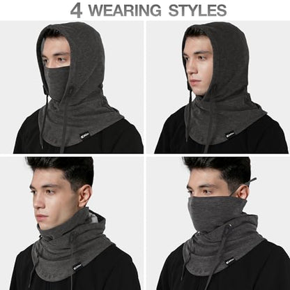 Balaclava Ski Mask, 4-in-1 Warm Adjustable Neck Gaiter for Men Women - color: Heather Grey