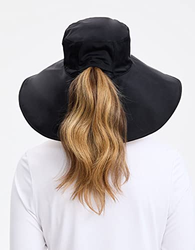 Solbari Women's Ultra Wide Brim Hat UPF 50+ - color: Black / Beige, size: Large-X-Large