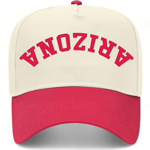 Arizona Upside Down Reversed Vintage Trucker Hat | AZ | Premium Adjustable Snapback Baseball Hat for Men & Women - color: Red/Natural