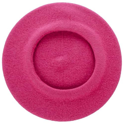 Women's Beret Cashmere Wool French Hat Made in EU Women Autumn Winter - color: Pink, size: 6 7/8