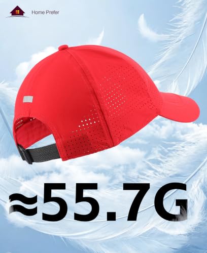 Home Prefer Mens Womens UPF50+ Sun Hat Athletic Adjustable Baseball Cap Quick Dry UV Protection Workout Running Golf Hat - color: Red, size: Large