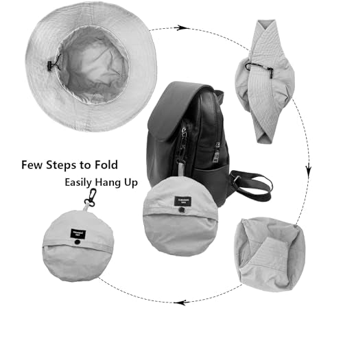 woogwin Waterproof Bucket Rain Hat with Chin Strap Quick Dry Packable Boonie Sun Hat Safari Hat UV Protection - color: Lightgrey
