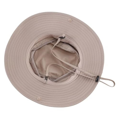 Connectyle Sun Hat for Men Women Outdoor UV Protection Safari Hat for Fishing Hiking Gardening Breathable Cowboy Hat UPF50 - color: Light Khaki