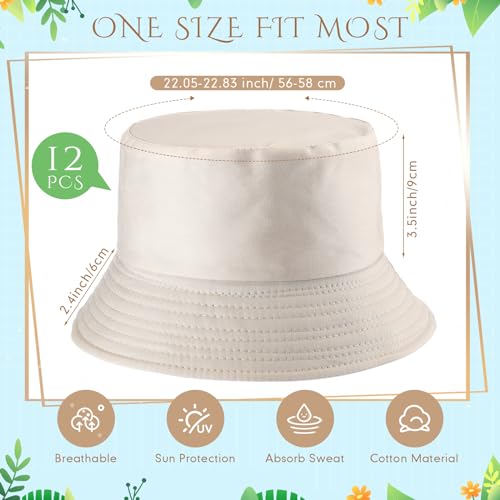 12/24/36 Pcs Bucket Hats for Men Women Bulk - color: Beige, size: Medium
