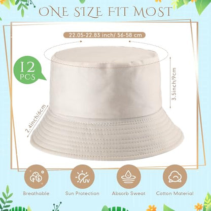 12/24/36 Pcs Bucket Hats for Men Women Bulk - color: Beige, size: Medium